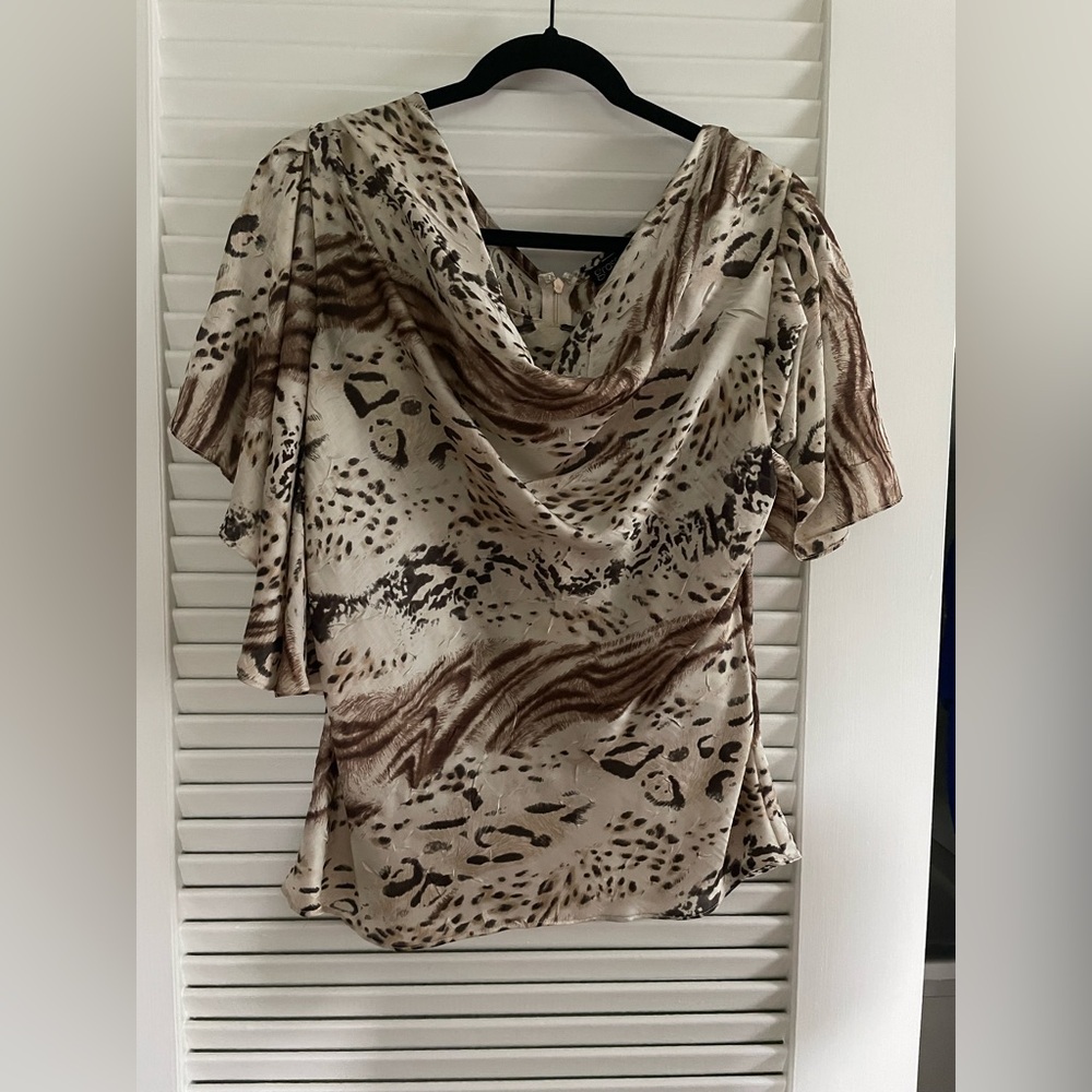 Leopard Print Cowl Neck Top